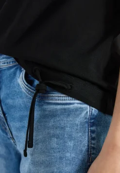 Kurzarm Shirt mit Boatneck und Raffung