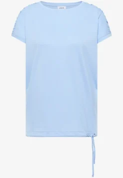 Kurzarm Shirt mit Boatneck und Raffung