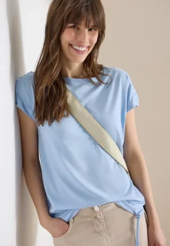 Kurzarm Shirt mit Boatneck und Raffung
