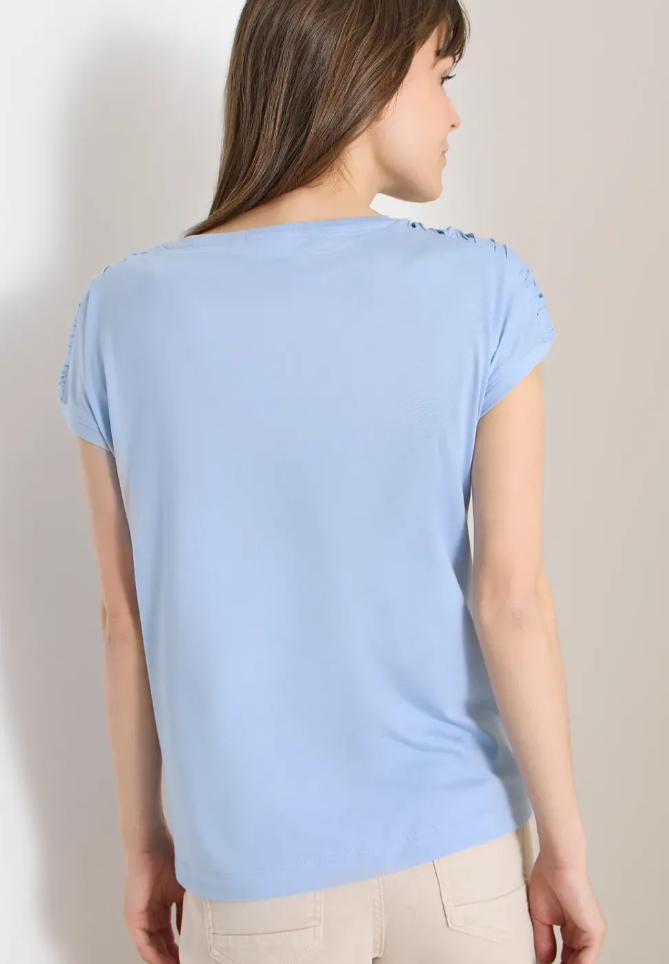 Kurzarm Shirt mit Boatneck und Raffung