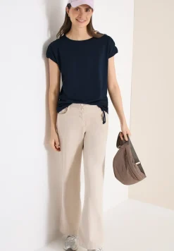 Kurzarm Shirt mit Boatneck und Raffung