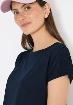 Kurzarm Shirt mit Boatneck und Raffung