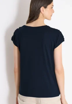 Kurzarm Shirt mit Boatneck und Raffung