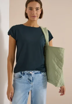 Kurzarm Shirt mit Boatneck und Raffung