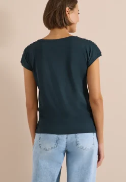 Kurzarm Shirt mit Boatneck und Raffung