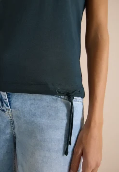 Kurzarm Shirt mit Boatneck und Raffung
