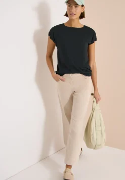 Kurzarm Shirt mit Boatneck und Raffung