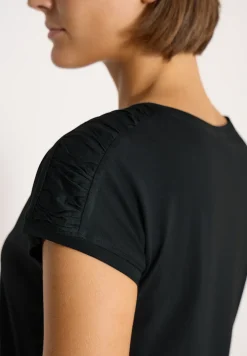 Kurzarm Shirt mit Boatneck und Raffung