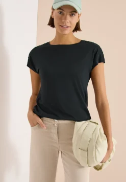 Kurzarm Shirt mit Boatneck und Raffung