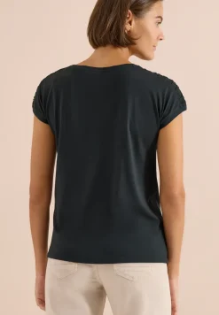 Kurzarm Shirt mit Boatneck und Raffung