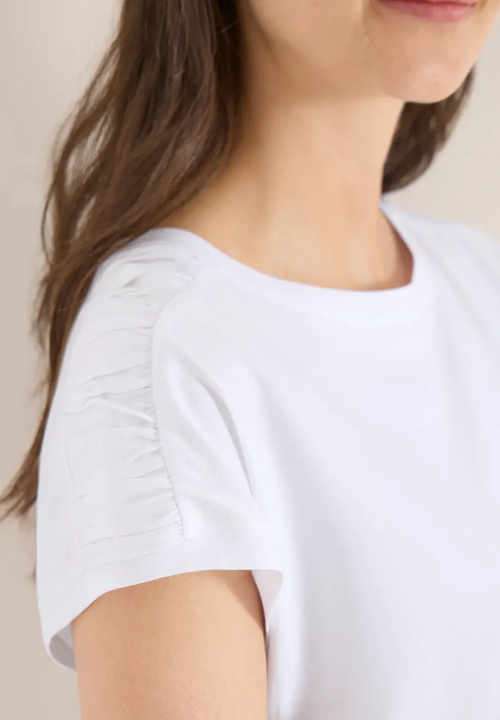 Kurzarm Shirt mit Boatneck und Raffung