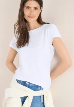 Kurzarm Shirt mit Boatneck und Raffung