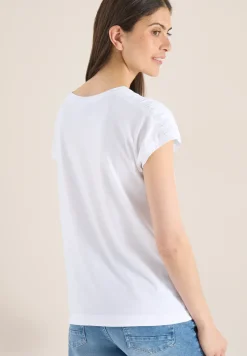 Kurzarm Shirt mit Boatneck und Raffung