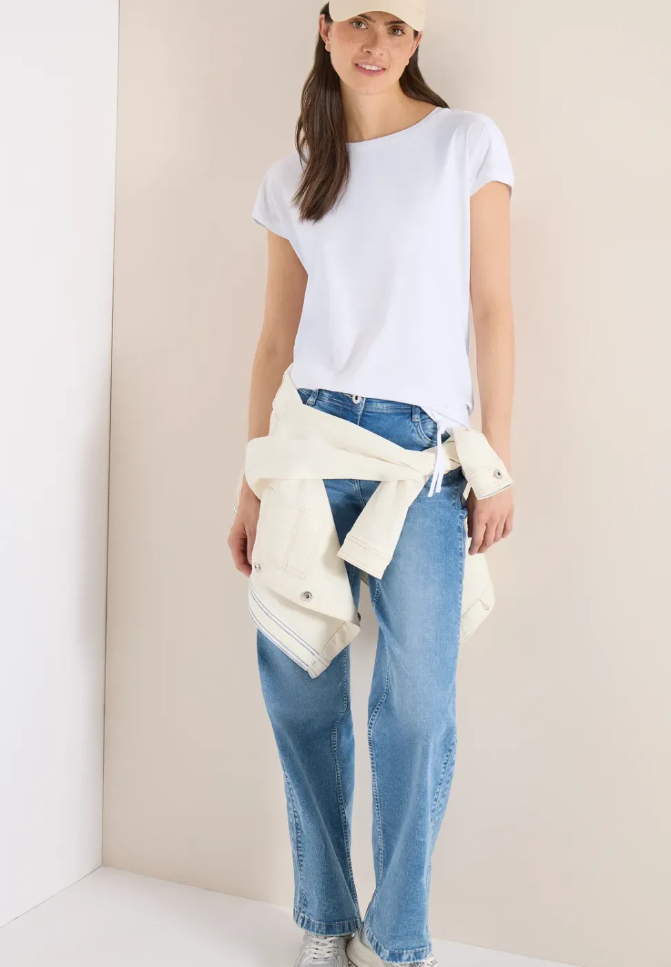 Kurzarm Shirt mit Boatneck und Raffung