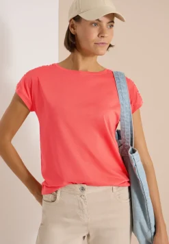 Kurzarm Shirt mit Boatneck und Raffung
