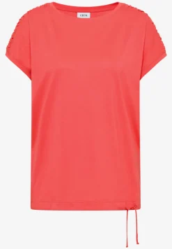 Kurzarm Shirt mit Boatneck und Raffung