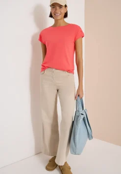 Kurzarm Shirt mit Boatneck und Raffung