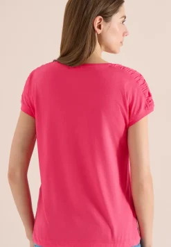 Kurzarm Shirt mit Boatneck und Raffung