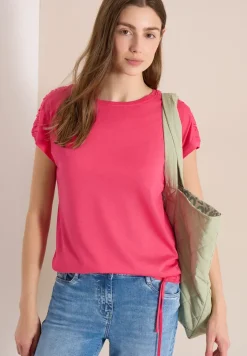 Kurzarm Shirt mit Boatneck und Raffung