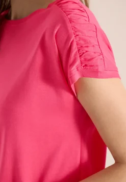 Kurzarm Shirt mit Boatneck und Raffung