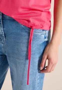 Kurzarm Shirt mit Boatneck und Raffung