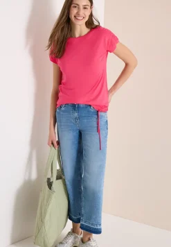 Kurzarm Shirt mit Boatneck und Raffung