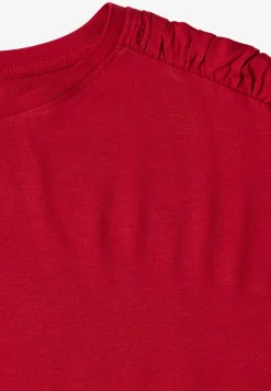 Kurzarm Shirt mit Boatneck und Raffung