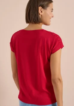Kurzarm Shirt mit Boatneck und Raffung