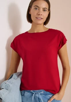 Kurzarm Shirt mit Boatneck und Raffung