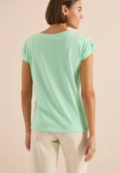 Kurzarm Shirt mit Boatneck und Raffung