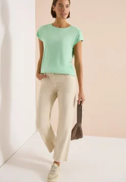 Kurzarm Shirt mit Boatneck und Raffung