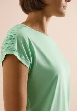 Kurzarm Shirt mit Boatneck und Raffung