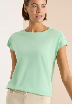Kurzarm Shirt mit Boatneck und Raffung