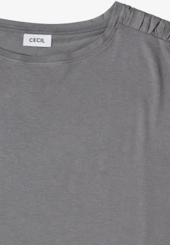 Kurzarm Shirt mit Boatneck und Raffung