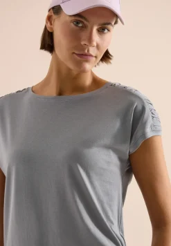 Kurzarm Shirt mit Boatneck und Raffung