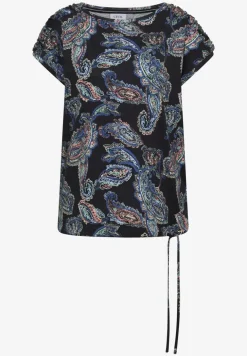 Kurzarm Shirt mit Boat Neck und Raffung
