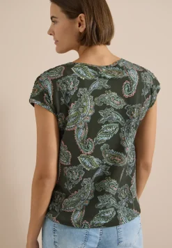 Kurzarm Shirt mit Boat Neck und Raffung