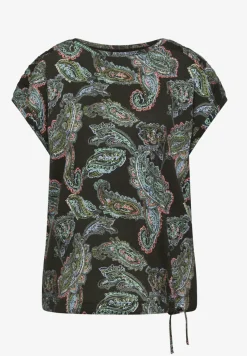 Kurzarm Shirt mit Boat Neck und Raffung