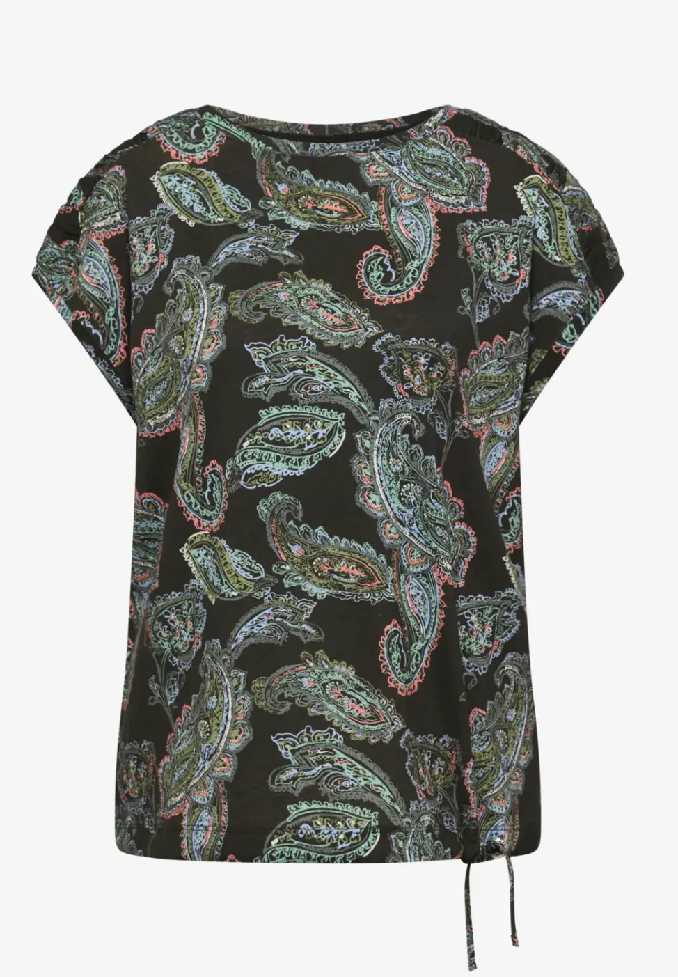 Kurzarm Shirt mit Boat Neck und Raffung
