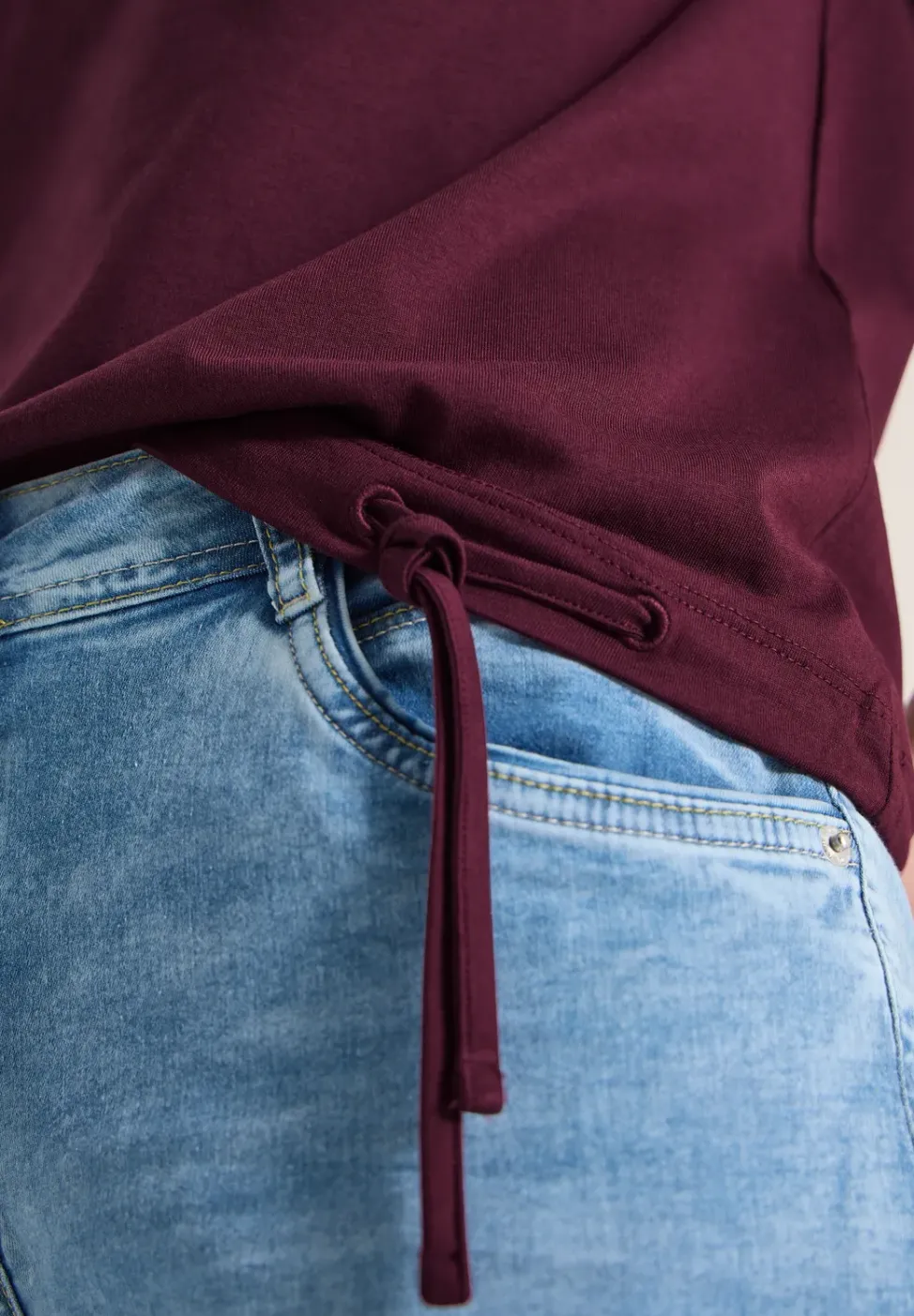 Kurzarm Shirt mit Boatneck und Raffung