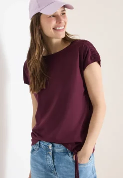 Kurzarm Shirt mit Boatneck und Raffung