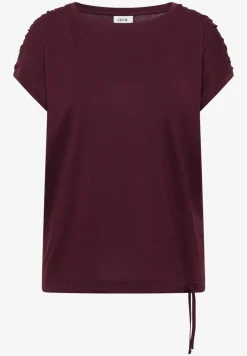 Kurzarm Shirt mit Boatneck und Raffung