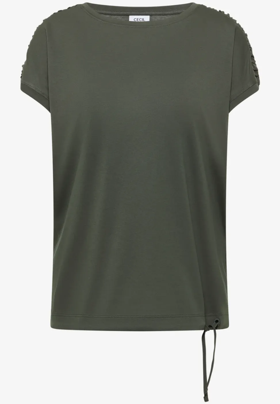Kurzarm Shirt mit Boatneck und Raffung