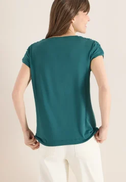 Kurzarm Shirt mit Boatneck und Raffung