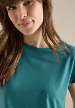 Kurzarm Shirt mit Boatneck und Raffung