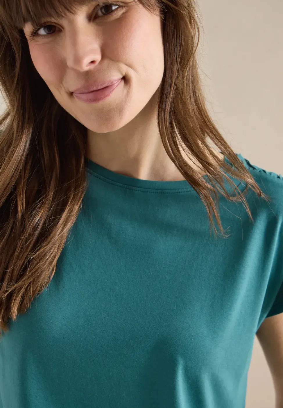 Kurzarm Shirt mit Boatneck und Raffung