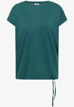 Kurzarm Shirt mit Boatneck und Raffung