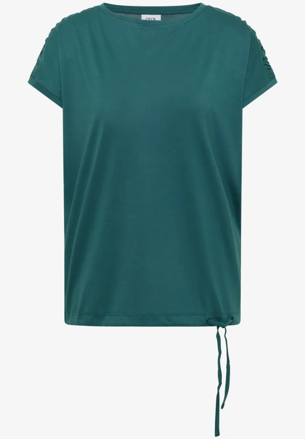 Kurzarm Shirt mit Boatneck und Raffung