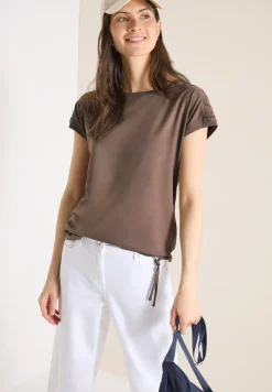 Kurzarm Shirt mit Boatneck und Raffung