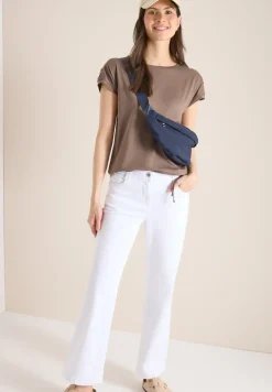 Kurzarm Shirt mit Boatneck und Raffung